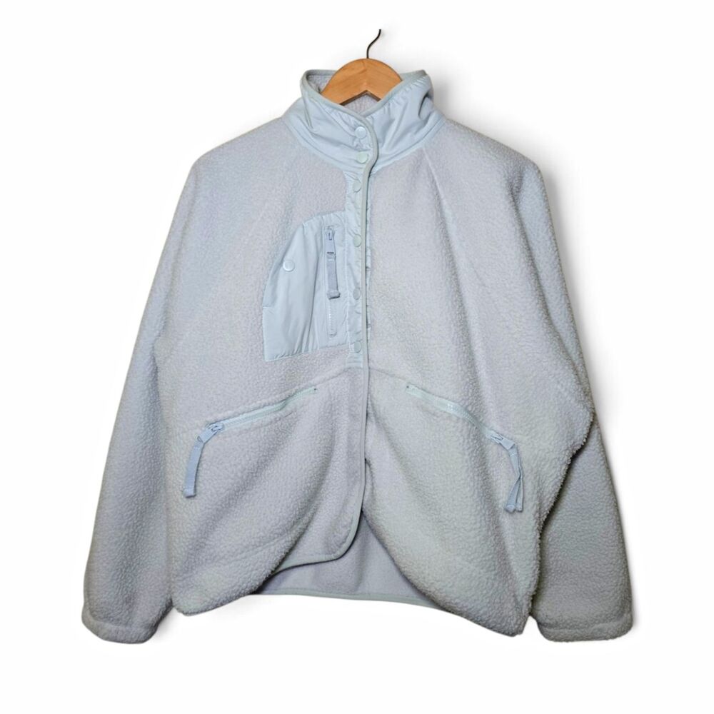 FP Movement Free People Hit The Slopes Fleece Jacket Light Blue Medium Oversized